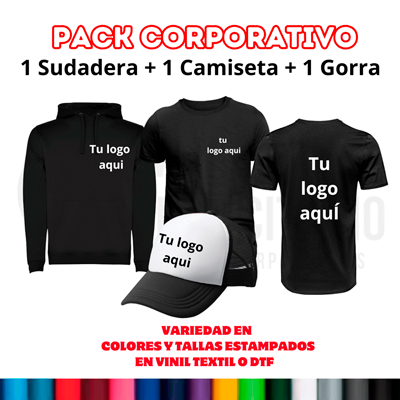 Pack corporativo de ropa personalizada – Sudadera, Camiseta y Gorra