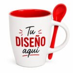Taza Cónica Bicolor con Cucharilla Personalizada 12 oz