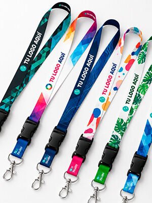 Lanyard sublimado 20 mm con hebilla y mosquetón metálico personalizado