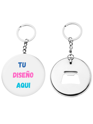Llavero Chapa Publicitaria con Abridor Personalizado – Con Cadena y Argolla