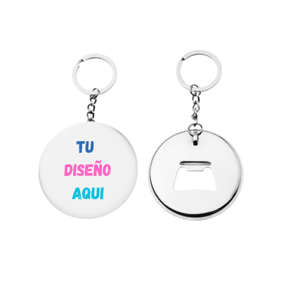 Llavero Chapa Publicitaria con Abridor Personalizado – Con Cadena y Argolla