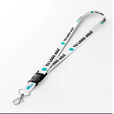 Lanyard sublimado 20 mm con hebilla y mosquetón metálico personalizado