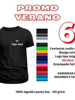 Pack 6 Camisetas Algodón Cuello Redondo Personalizables – Uniformes y Merchandising