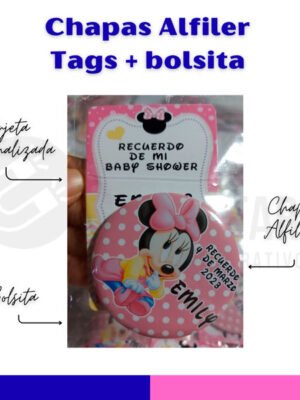 Chapas alfiler personalizables – Con tarjeta y bolsita