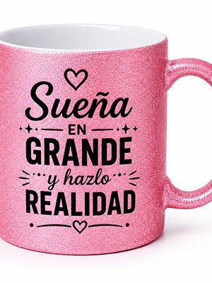 Taza rosa de purpurina personalizada
