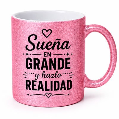 Taza rosa de purpurina personalizada