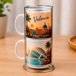 Set de 2 Tazas Apilables Personalizadas 8 oz con Soporte