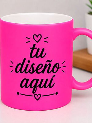 taza neón personalizada rosa