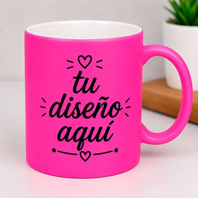 taza neón personalizada rosa
