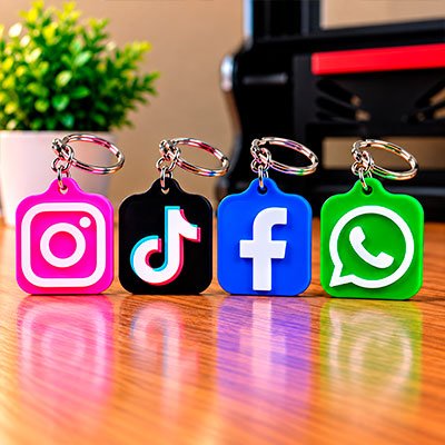 Llaveros NFC personalizados con iconos de redes sociales