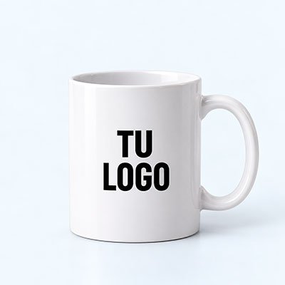 Taza blanca personalizada con logo para empresas