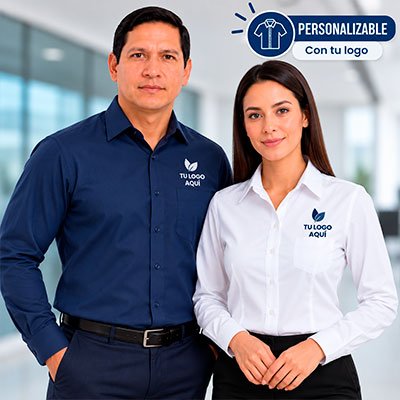 camisa de vestir hombre y mujer personalizada manga larga